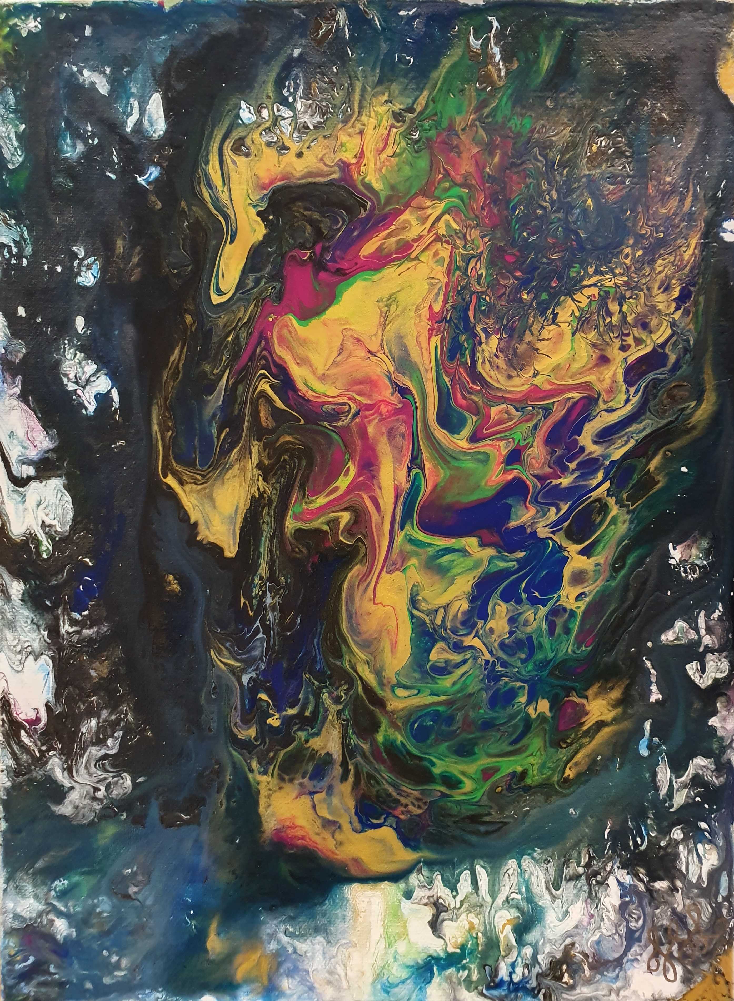 Abstract artwork inspired by forest fire