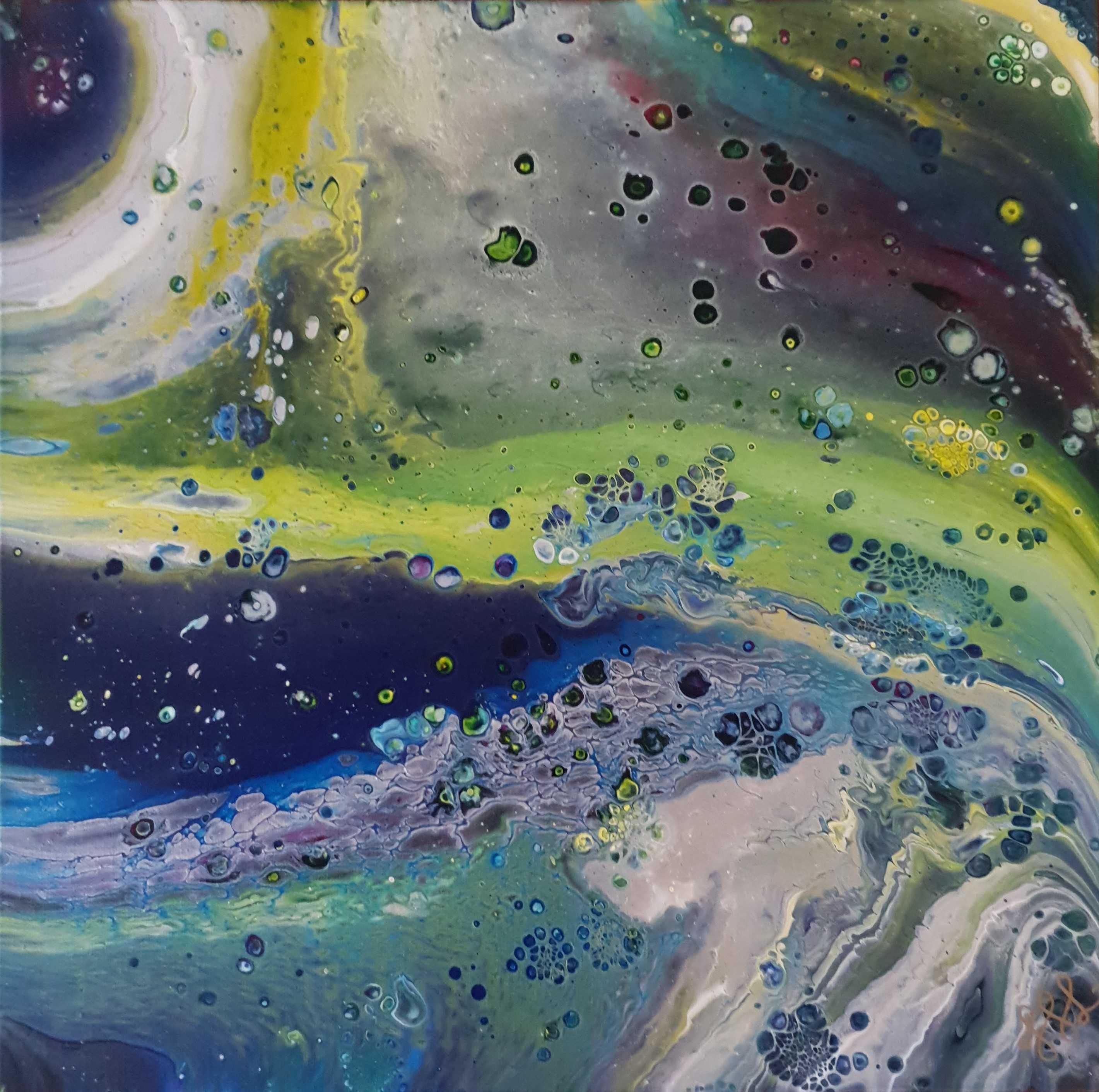 Abstract art representation of an asteroid belt