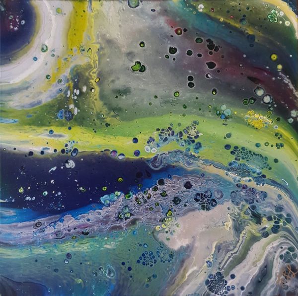 Abstract art representation of an asteroid belt