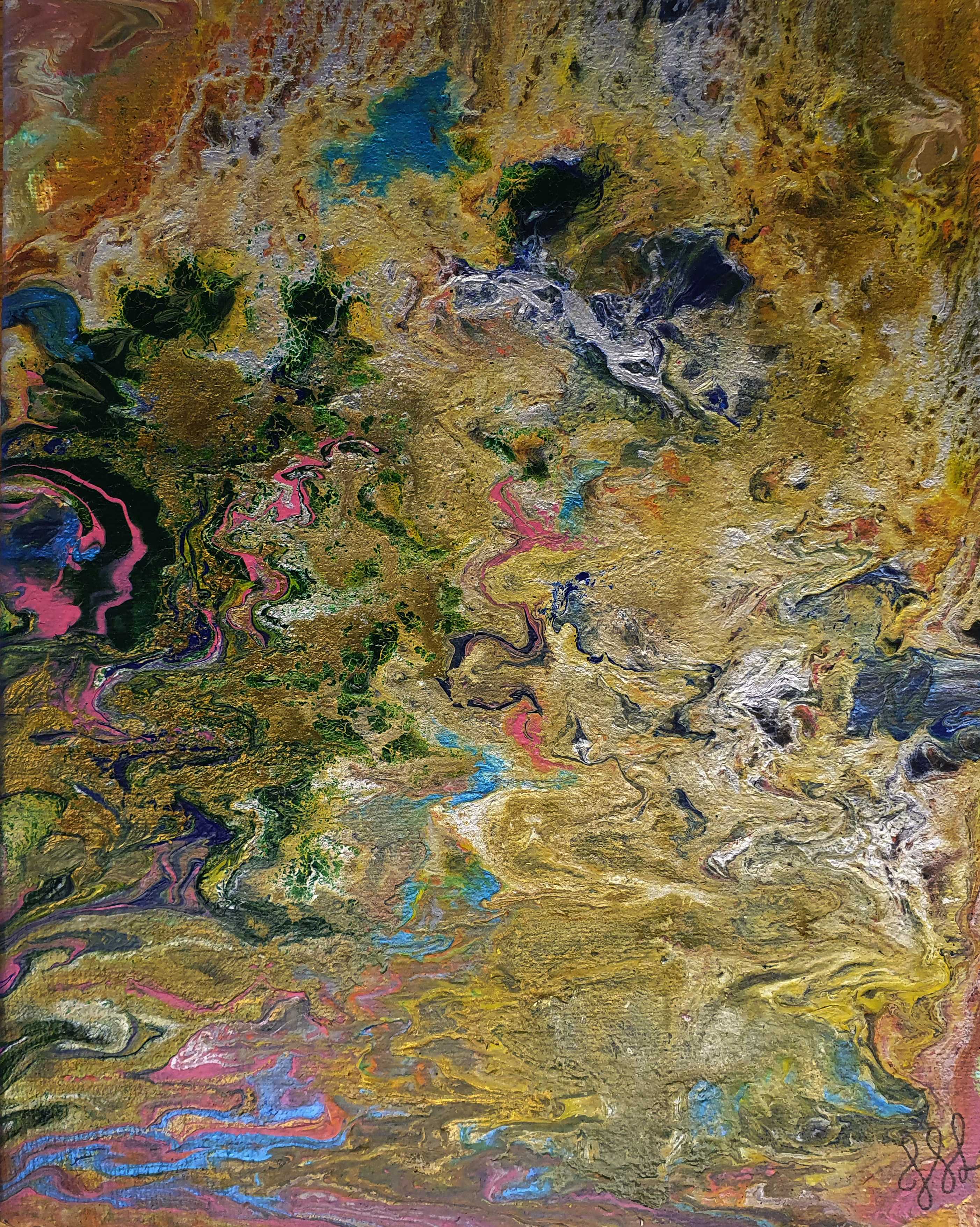 Abstract artwork of water lilies