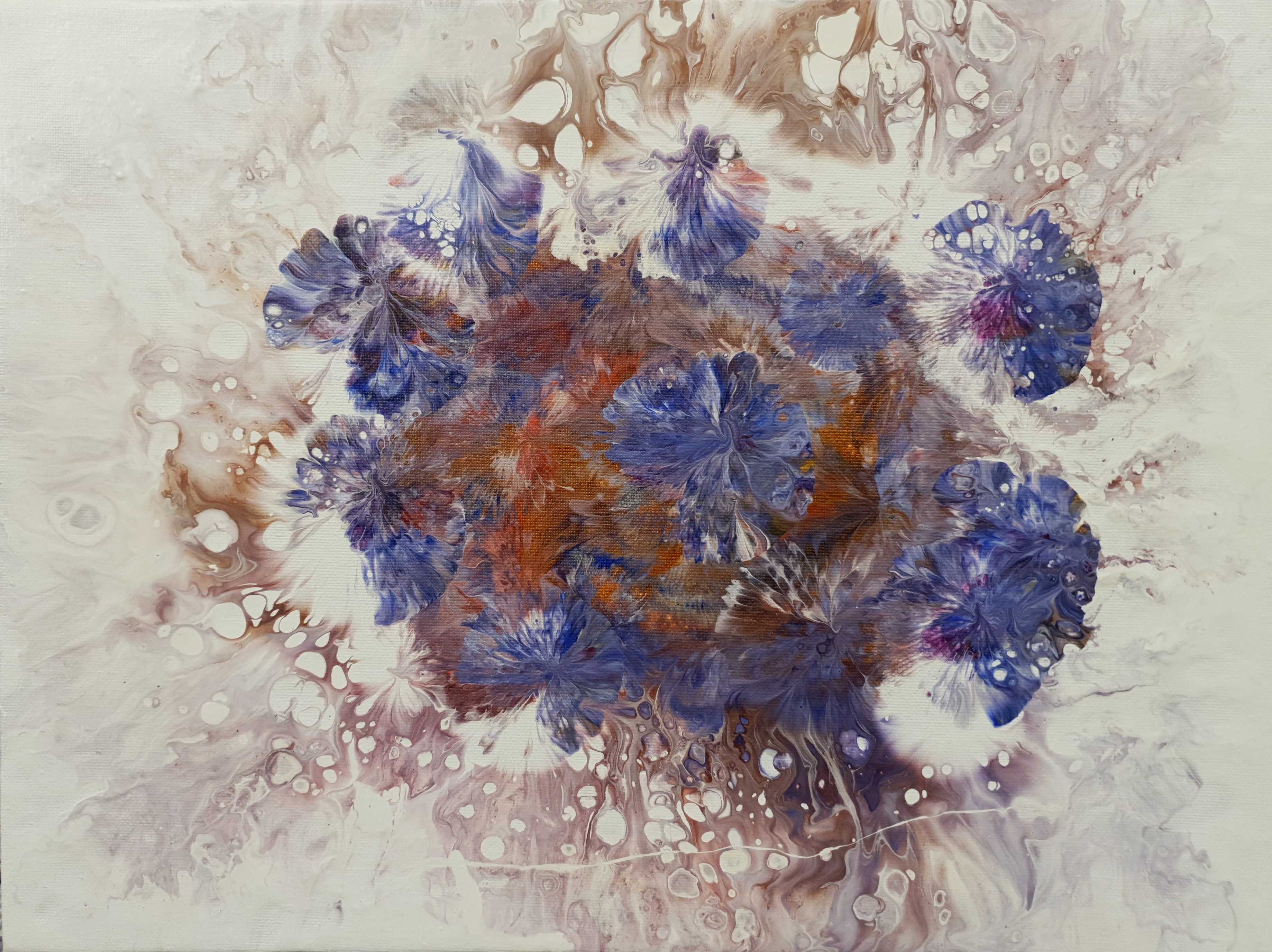 Abstract artwork depicting a posy of violets
