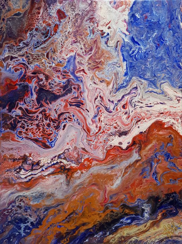 Abstract artwork of a storm over the Alps