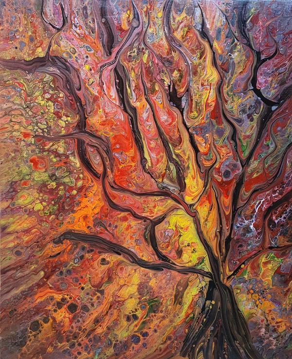 Halloween tree at sunset