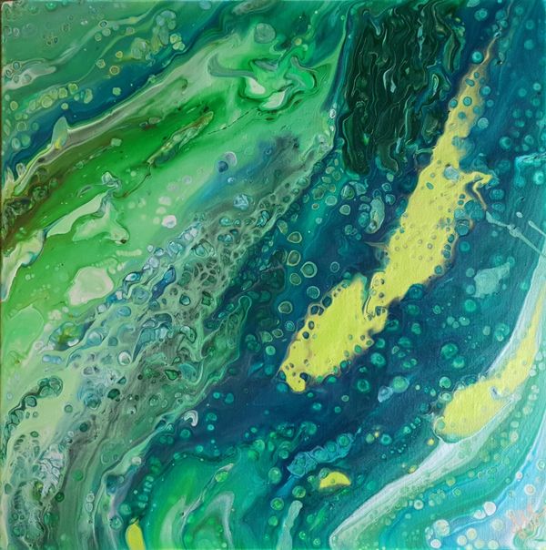 Abstract artwork inspired by tropical rain forest