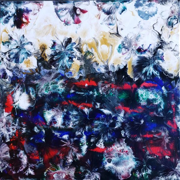 Abstract art representation of flowers in bloom