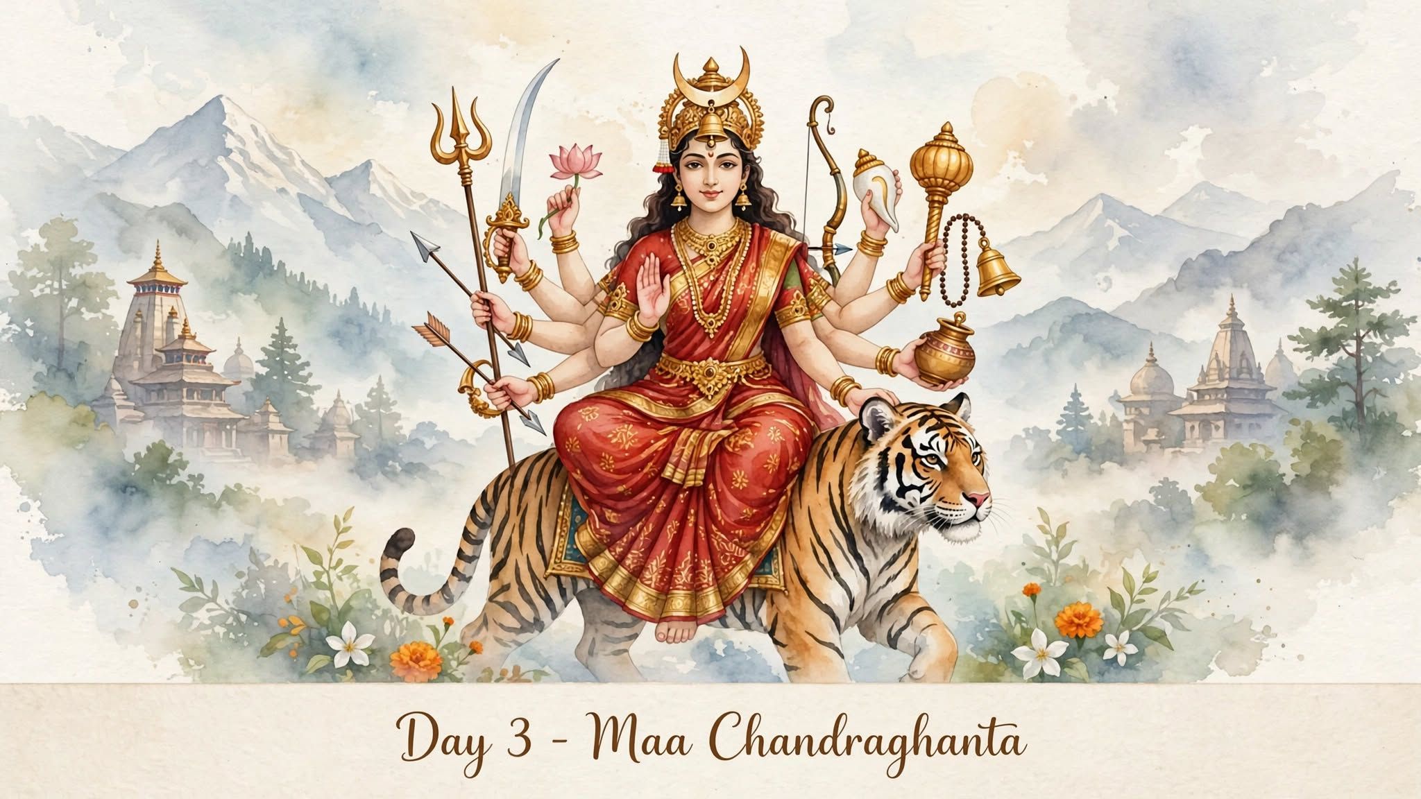 Navratri Day 3: Maa Chandraghanta | Courage, Protection & Martial Strength