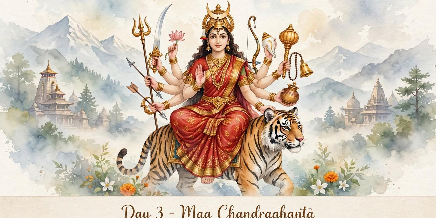 Navratri Day 3: Maa Chandraghanta | Courage, Protection & Martial Strength