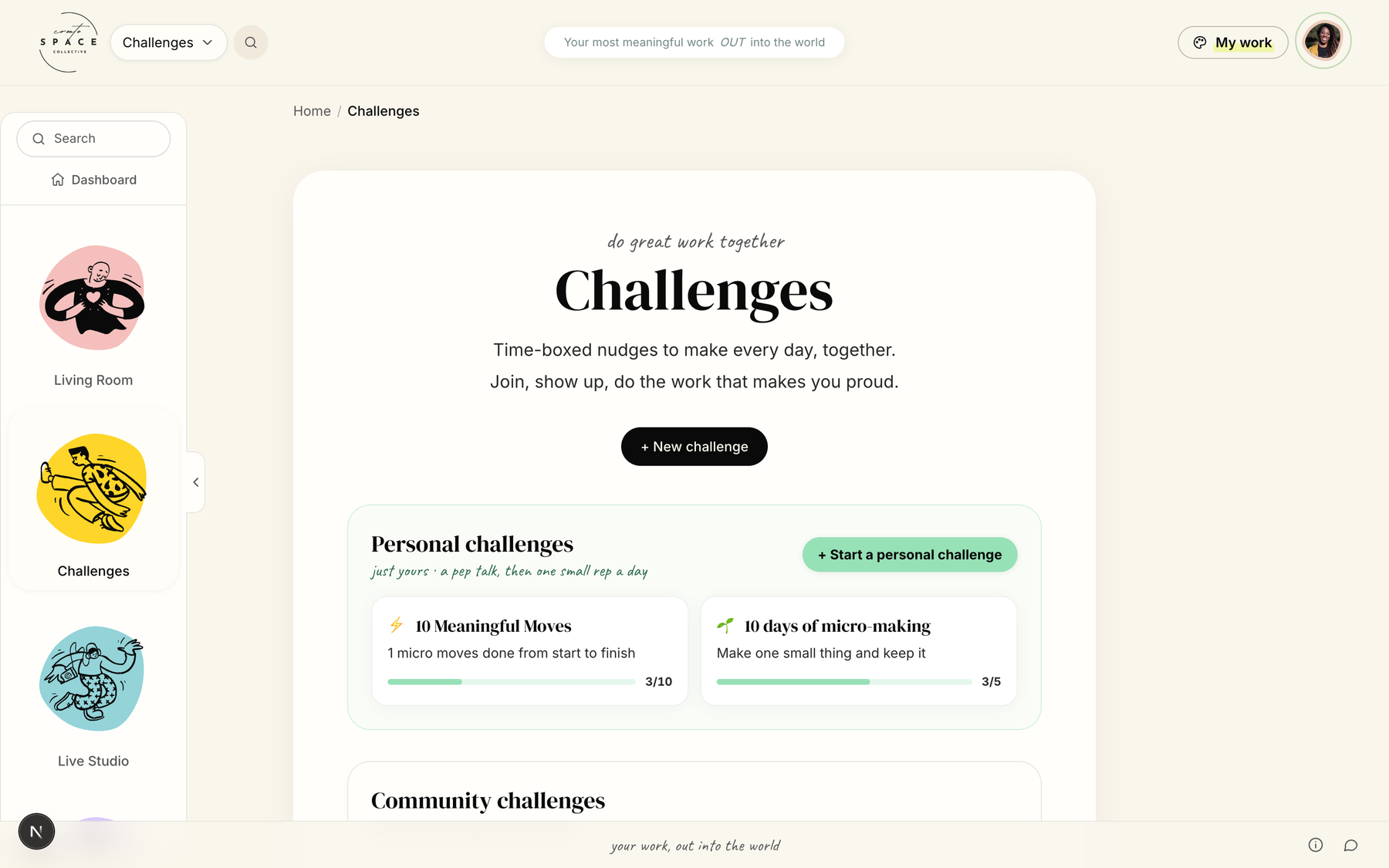 Challenges, the structured programme