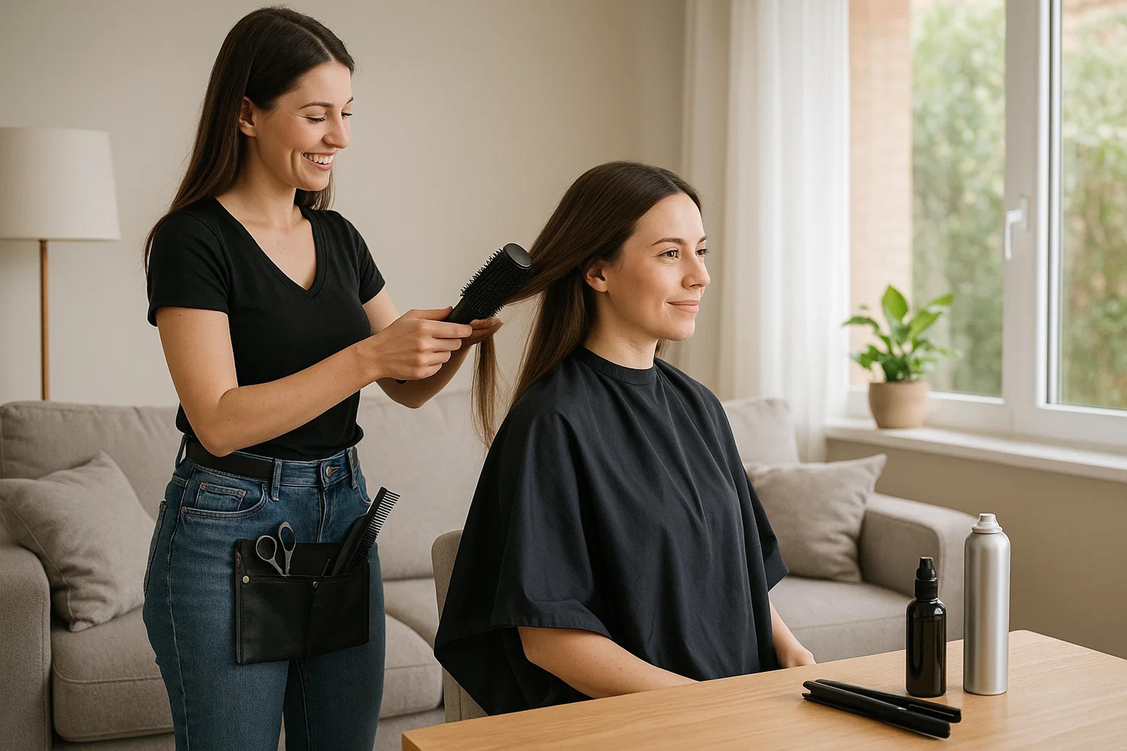 Stylist home service session with customer