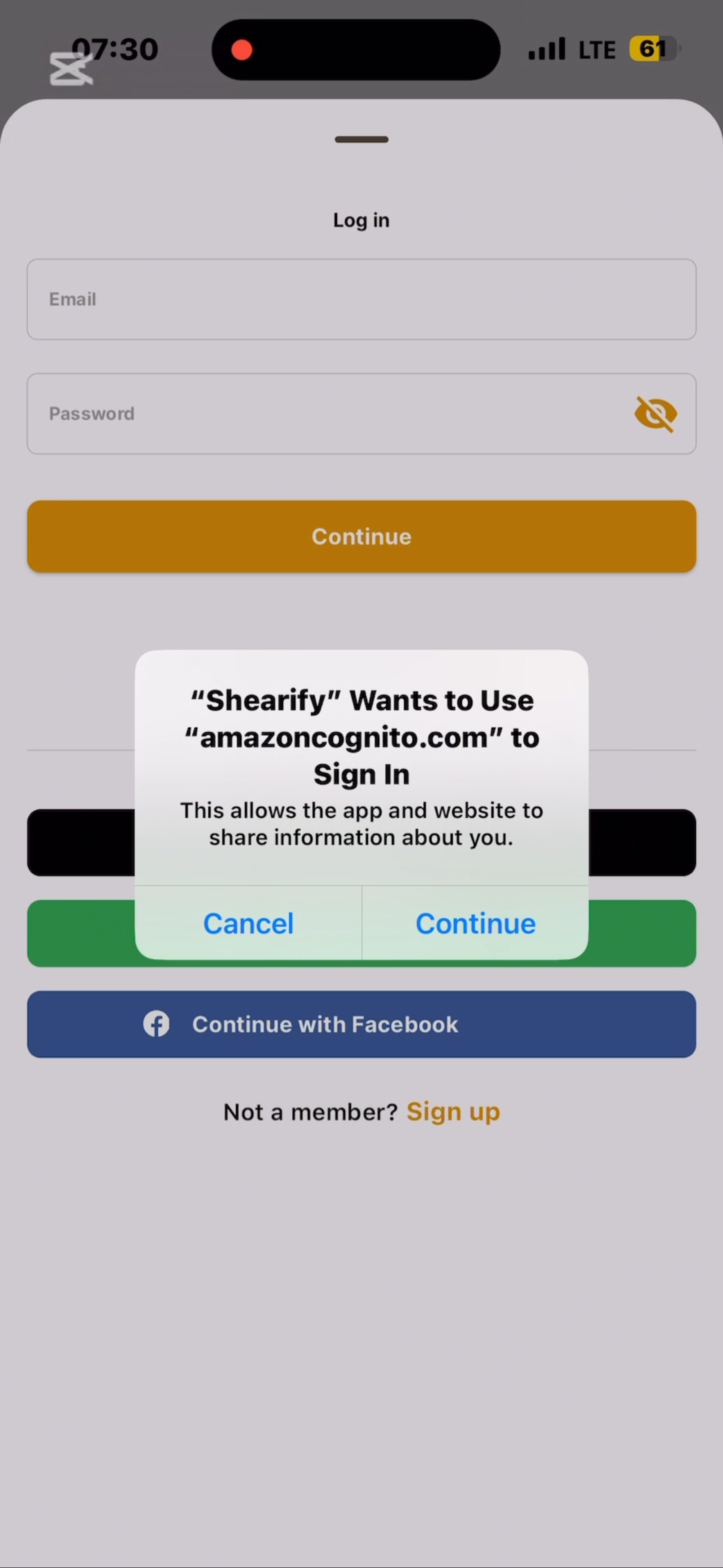 Shearify App home page