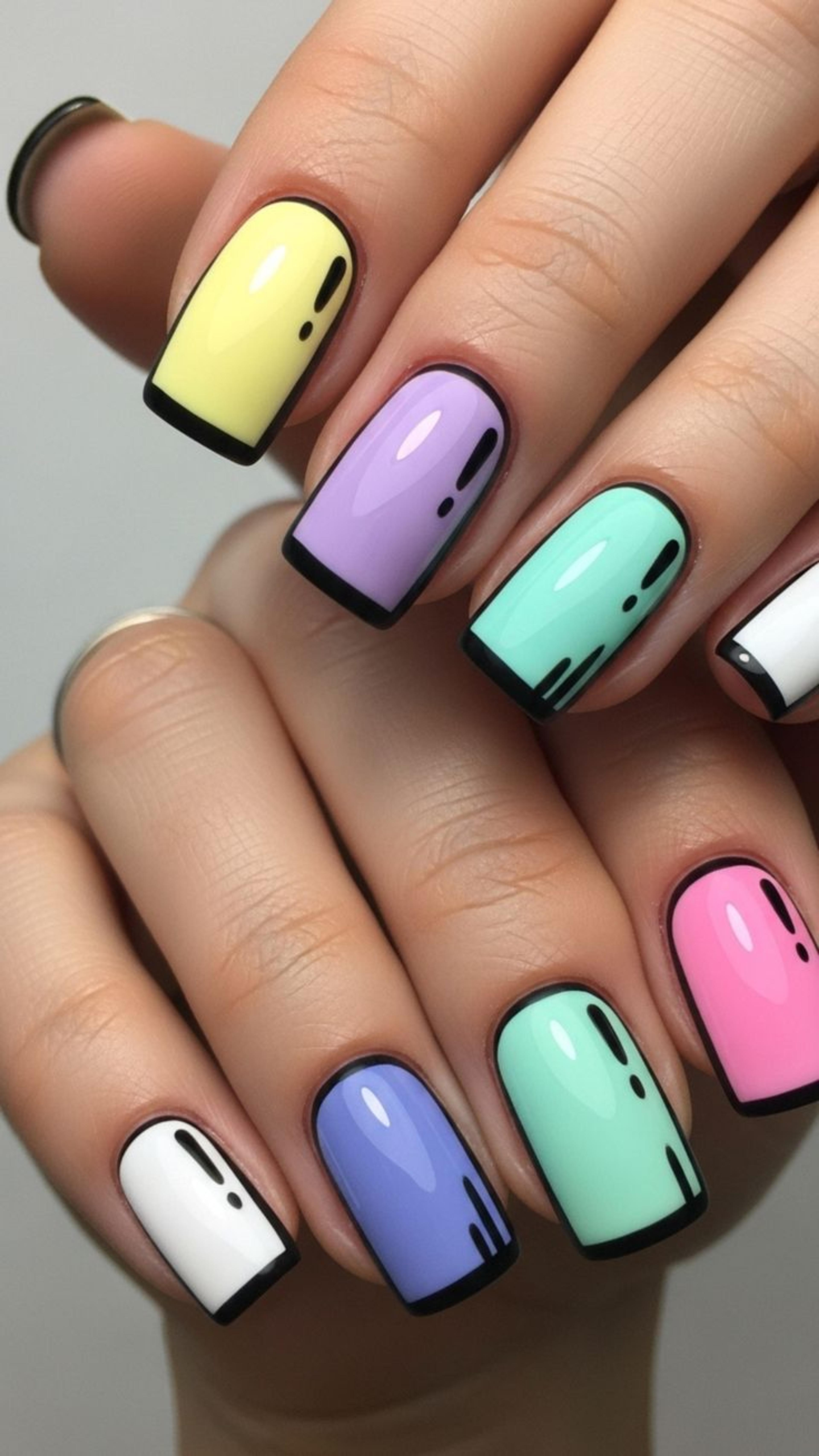 Pastel Abstract nail design