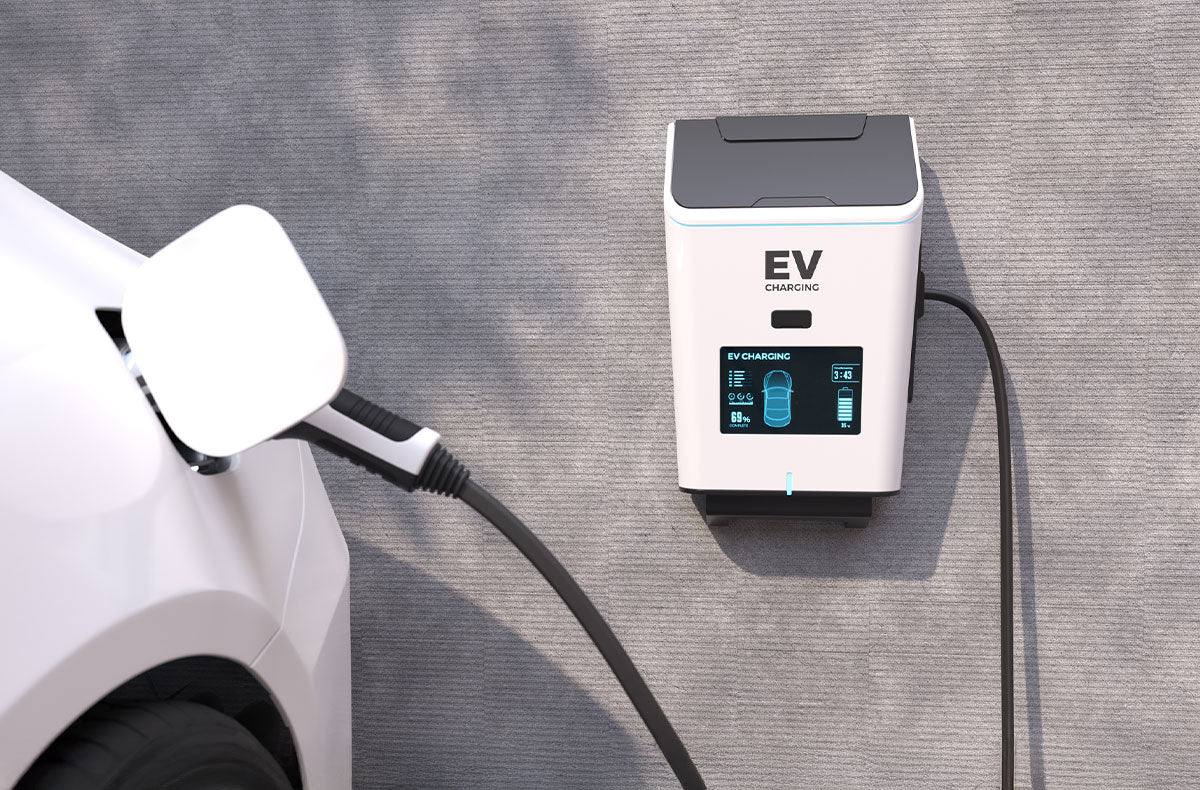 A wall-mounted home EV charger installed by a licensed Voltpro electrician on the Sunshine Coast.