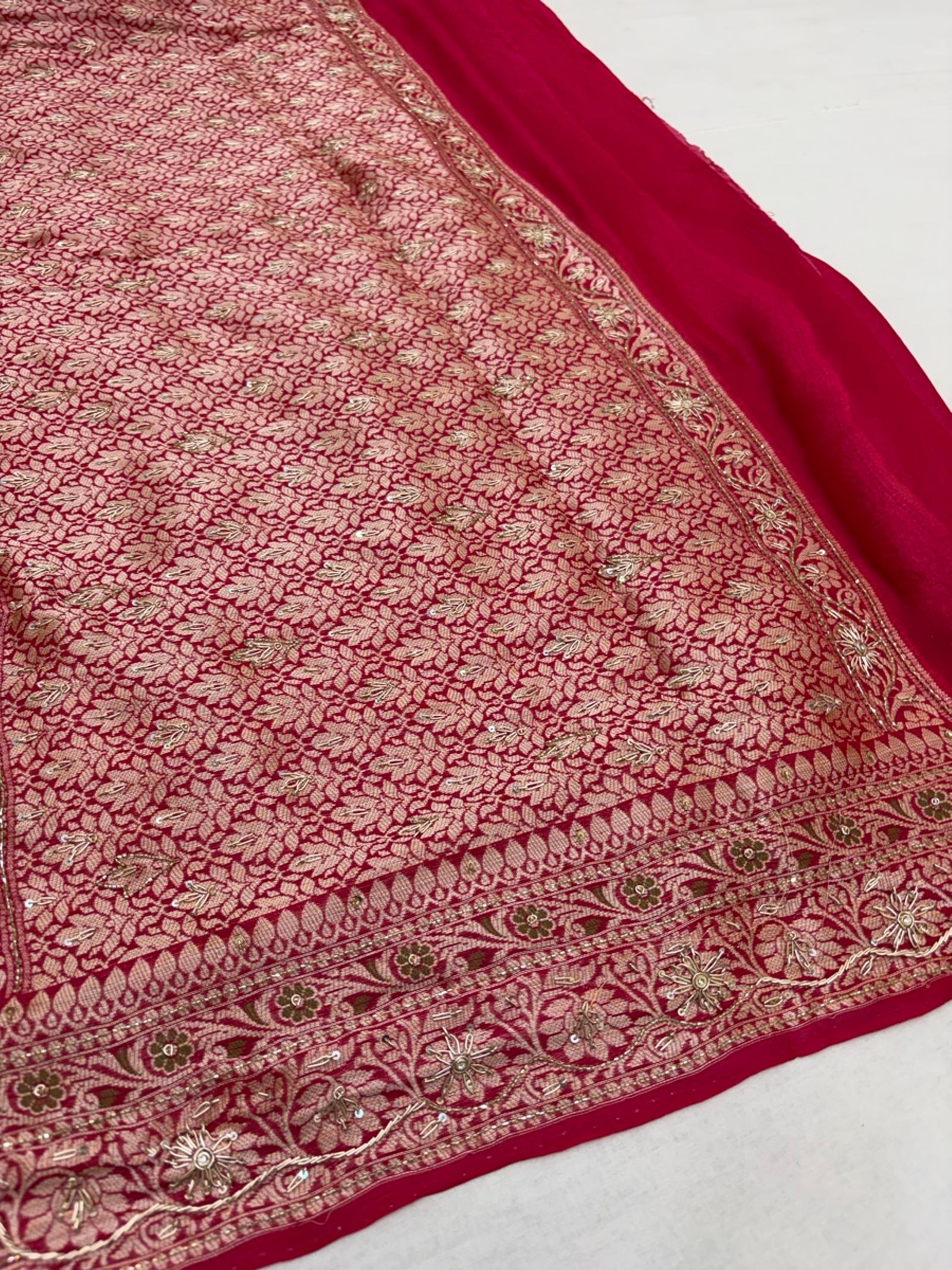 Red & Magenta Zardozi, Bridal Jaal — photo 4