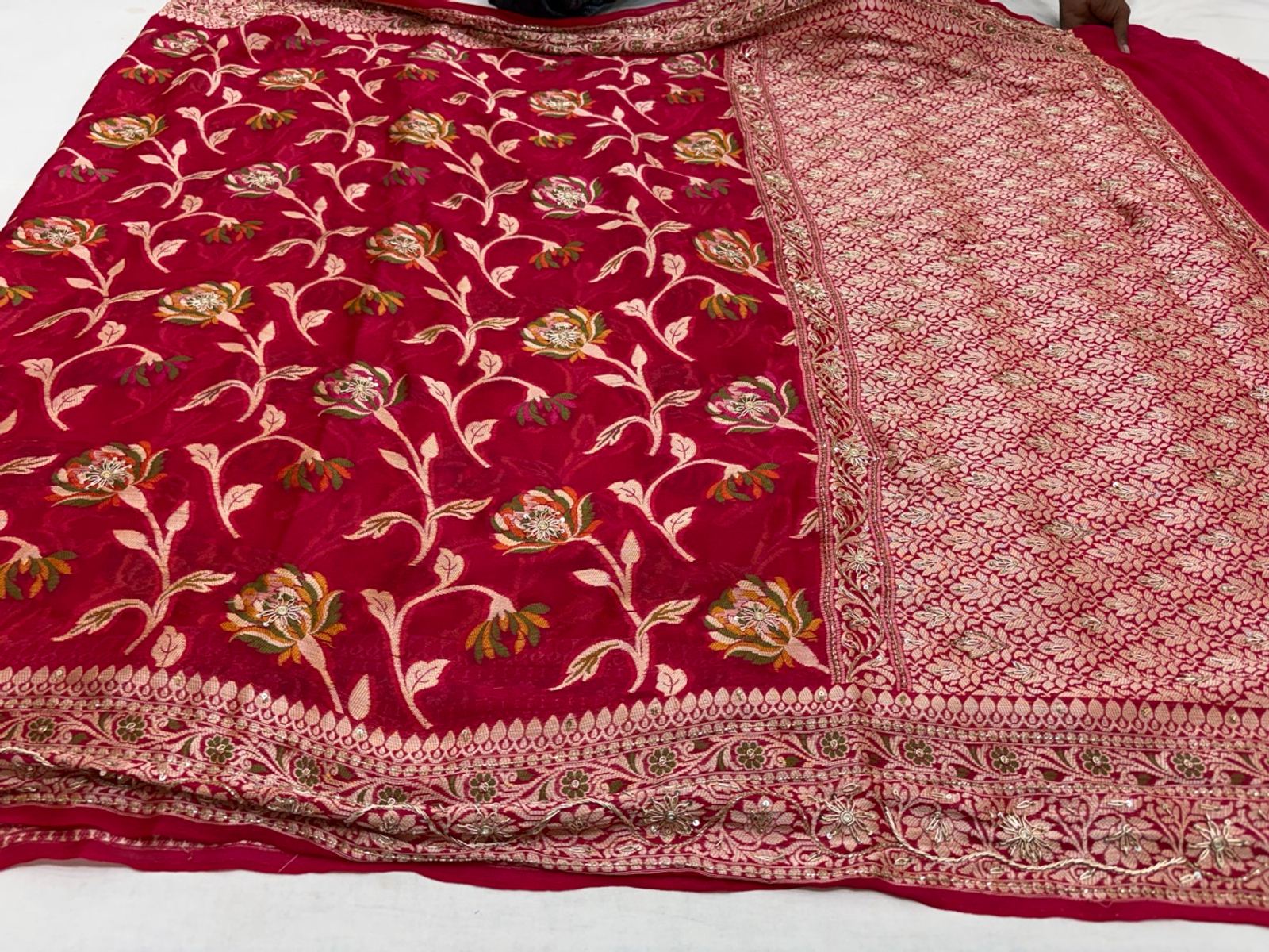 Red & Magenta Zardozi, Bridal Jaal — photo 3