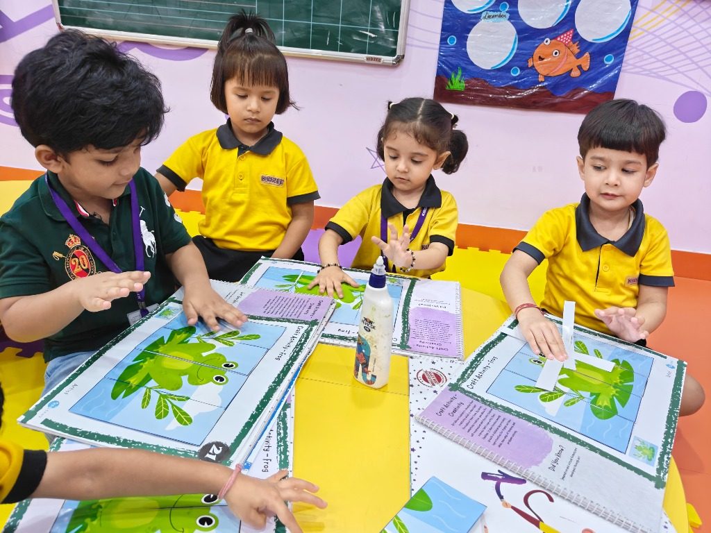 Children learning and exploring through creative craft at Kidzee Sector 12 Dwarka