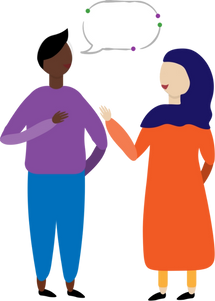 Illustration of two people talking