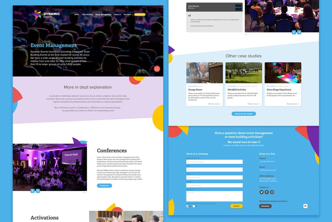 Dynamic Events Website Layout