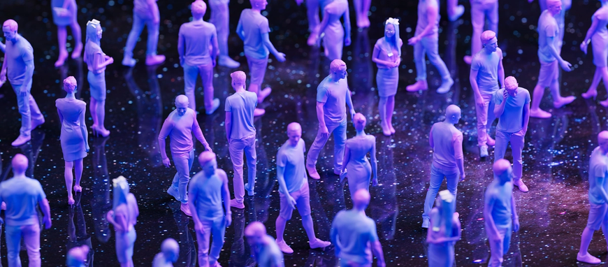 crowd of purple people