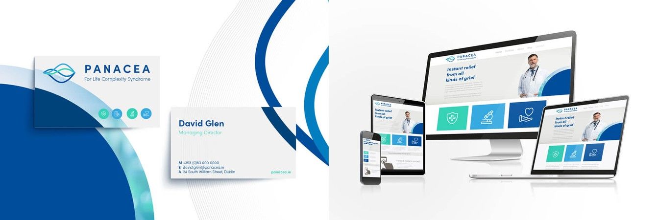 Pancea Healthcare Marketing Business Cards Responsive Website