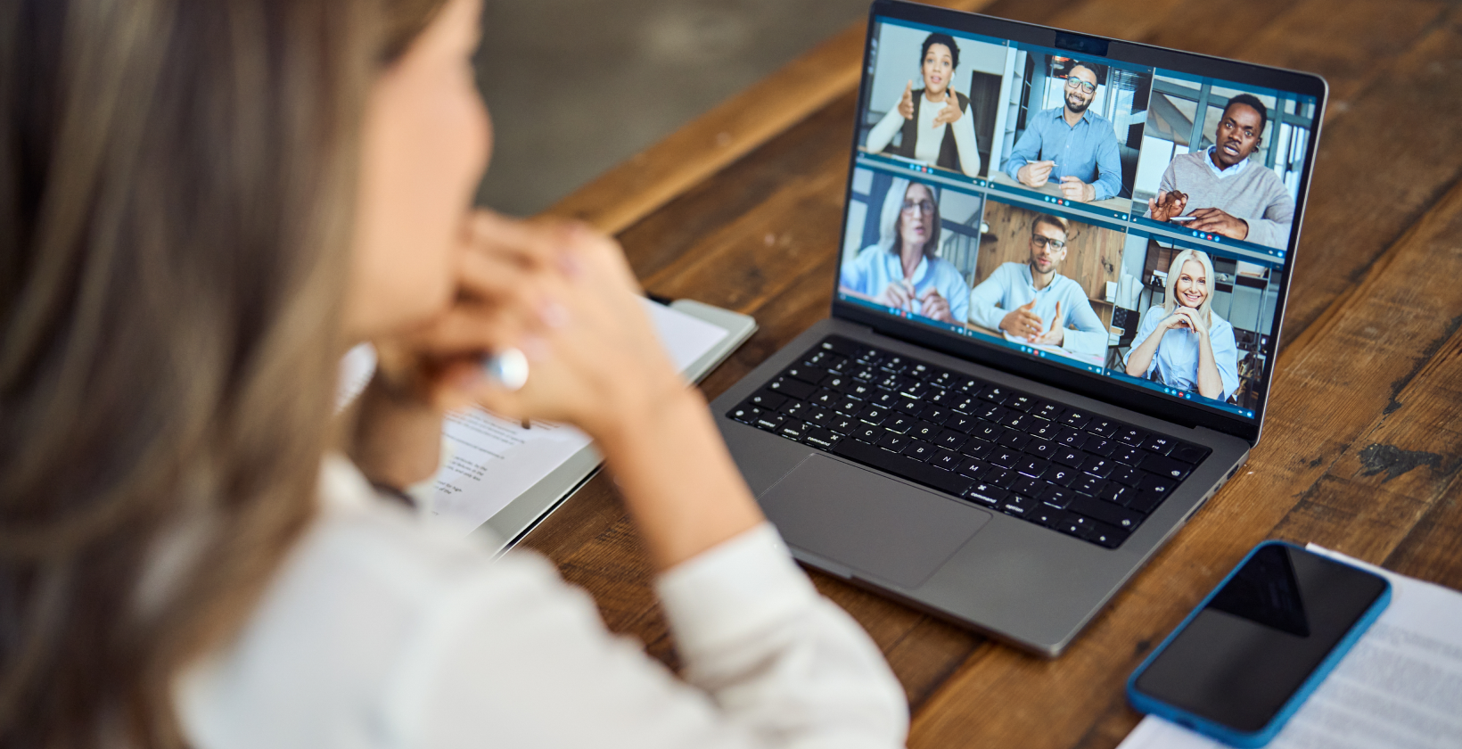Woman on Zoom call