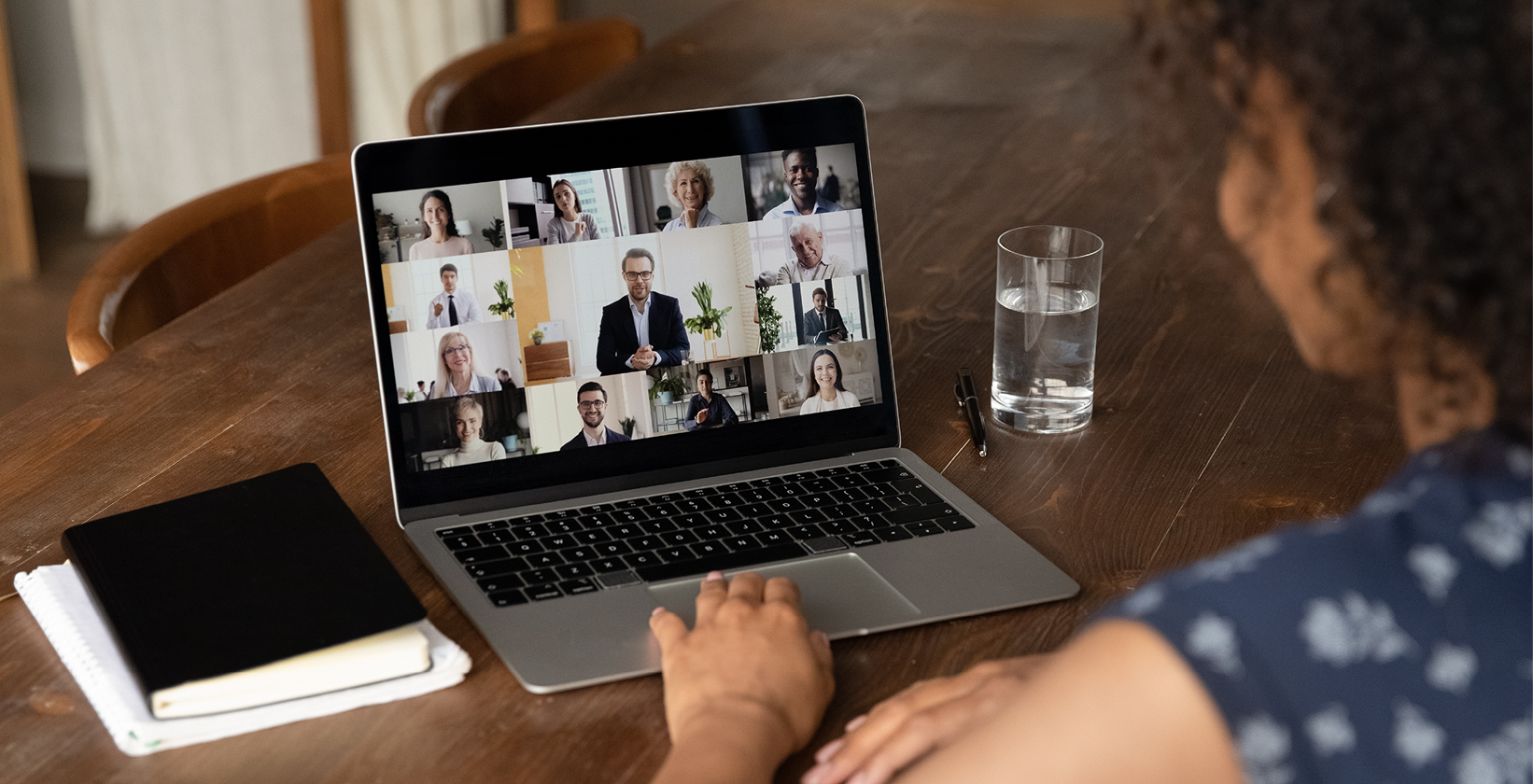 Woman on laptop conference call