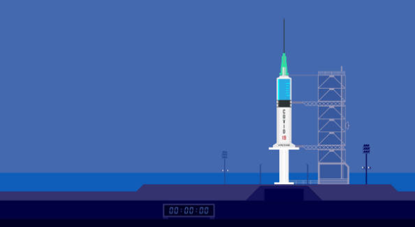 animated doctor speaking through a megaphone while climbing out of a mobile