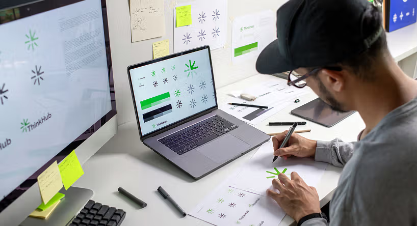 man designing logo