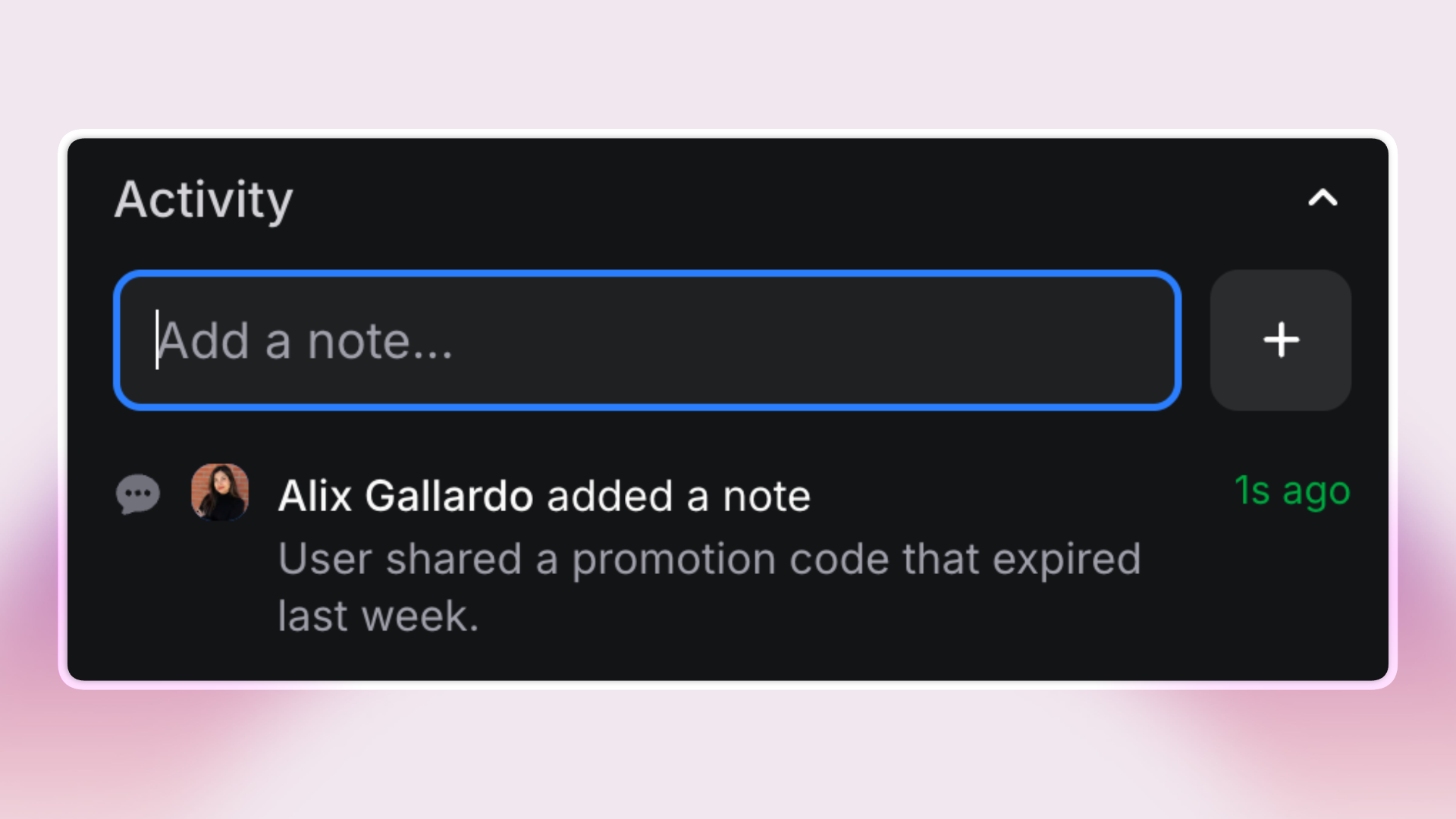 Invent: A profile details panel on a soft pink background lets users view and edit contact info. Displayed is a WhatsApp phone number, country (United States with flag), and a WhatsApp link. A “+ Add field” button is clicked, showing options to add an email or phone number. The interface is secure and intuitive, ideal for managing multichannel contact data.