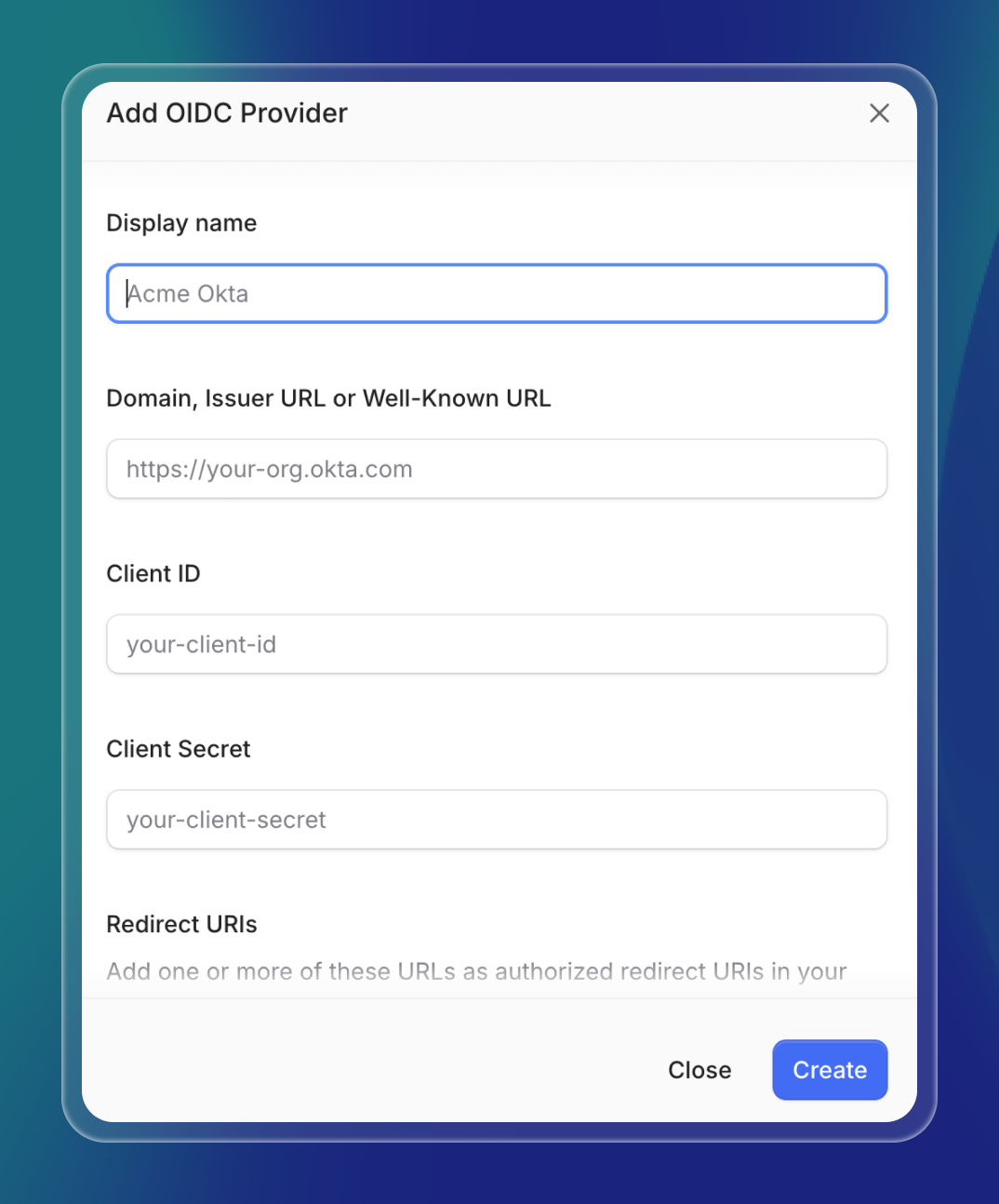 Verbinden Sie Ihren bevorzugten SSO-Identity-Provider – Invent unterstützt die OIDC-Einrichtung für Okta, Azure AD, Google und mehr, alles über einen schlanken Konfigurationsassistenten.