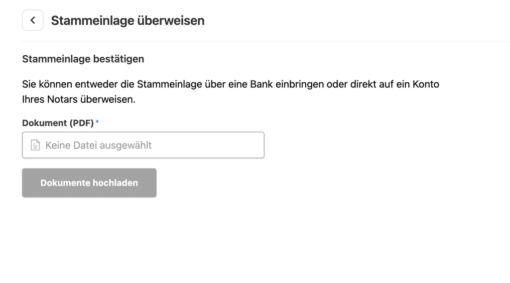 Konto für die Stammeinlageleistung