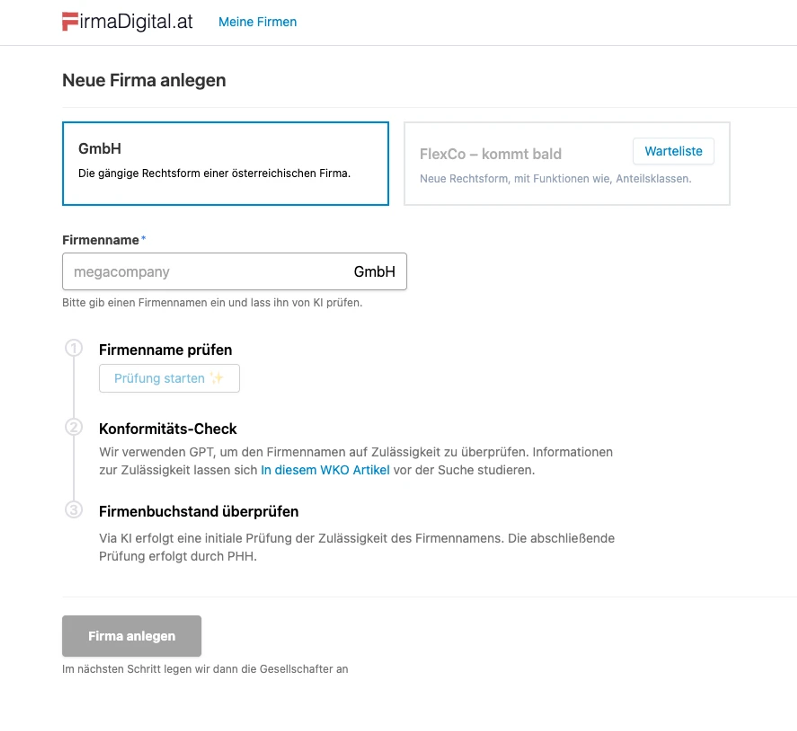Check company name step