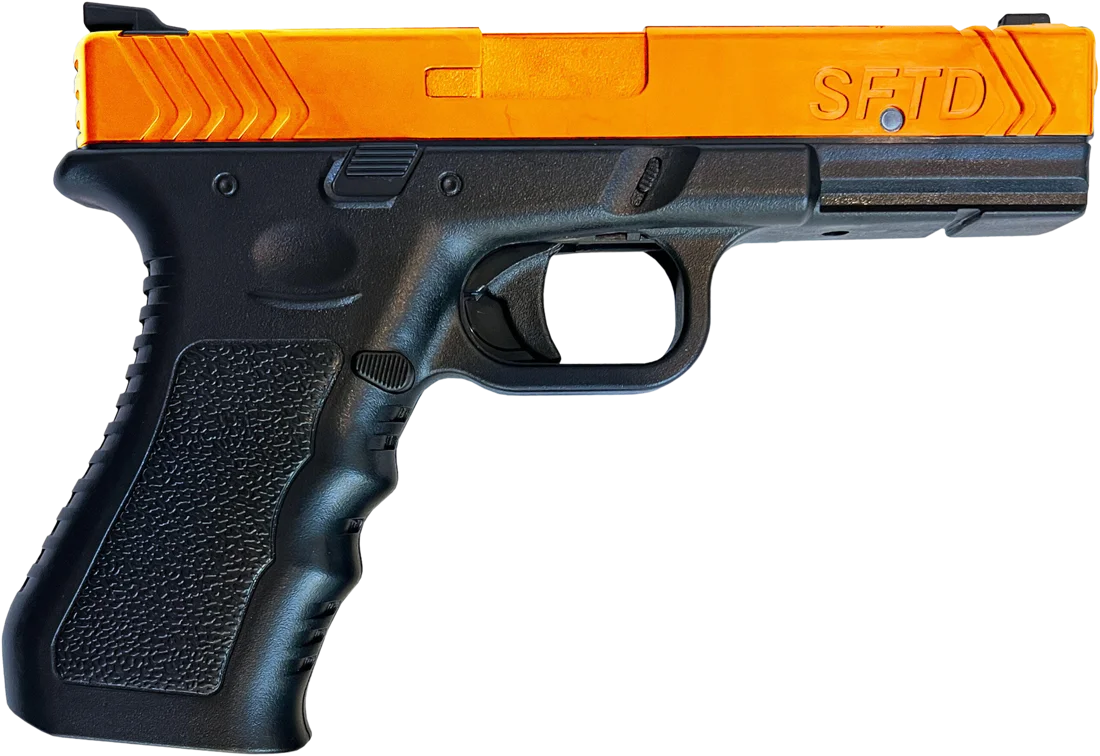 SF300 training gun with orange slide and black frame