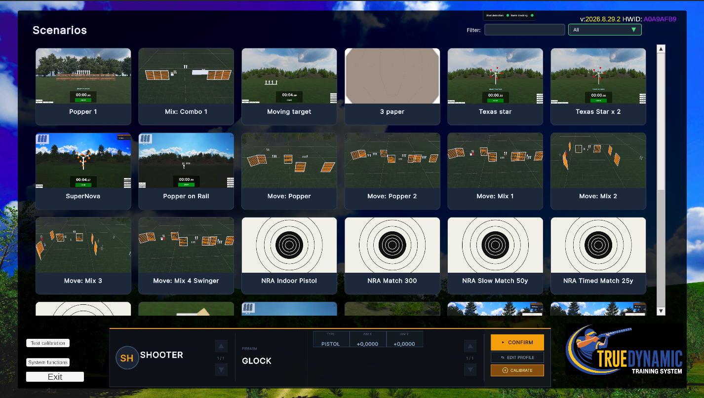 TrueDynamic main window with the scenario library