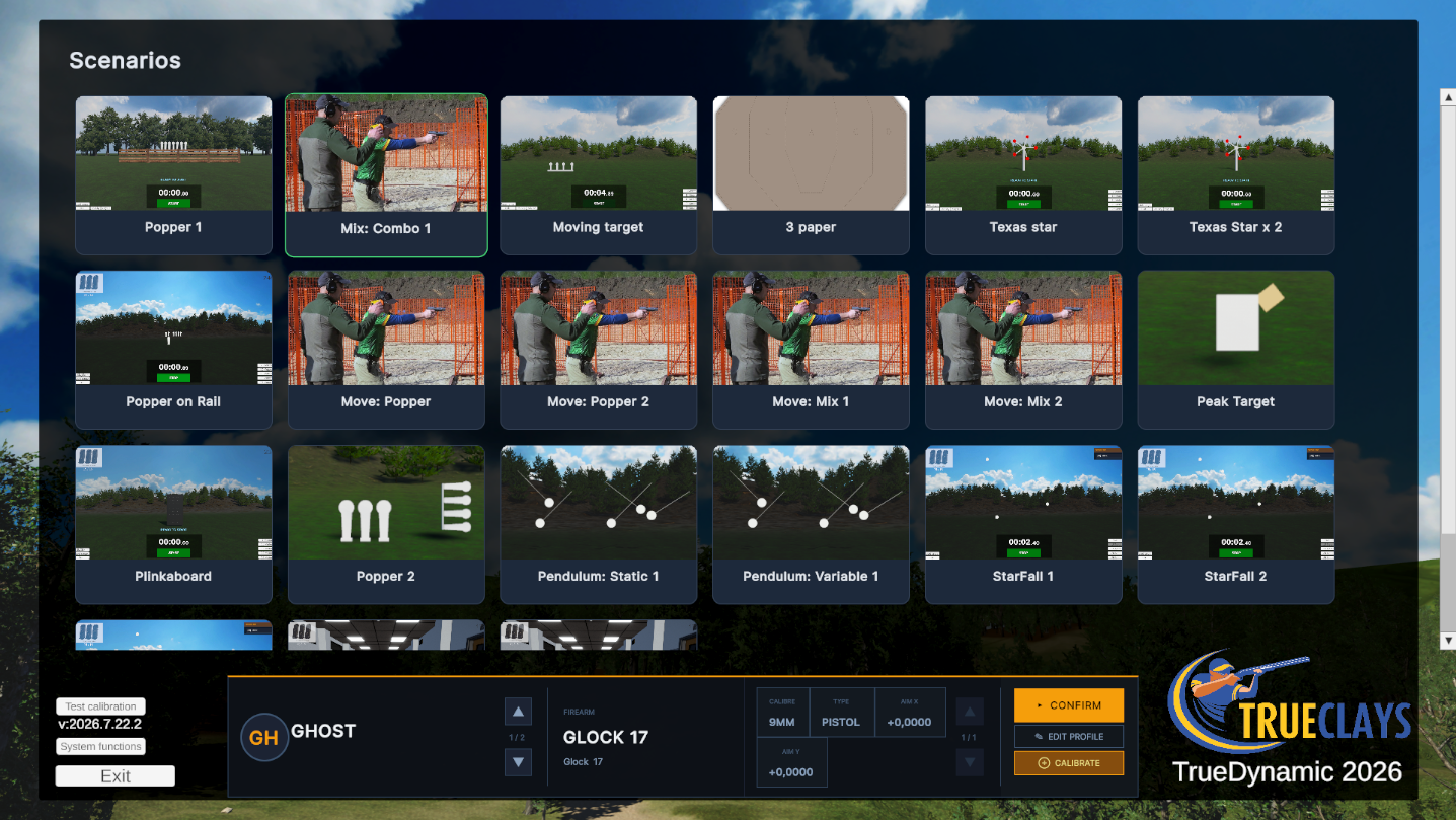 TrueDynamic main window with the scenario library