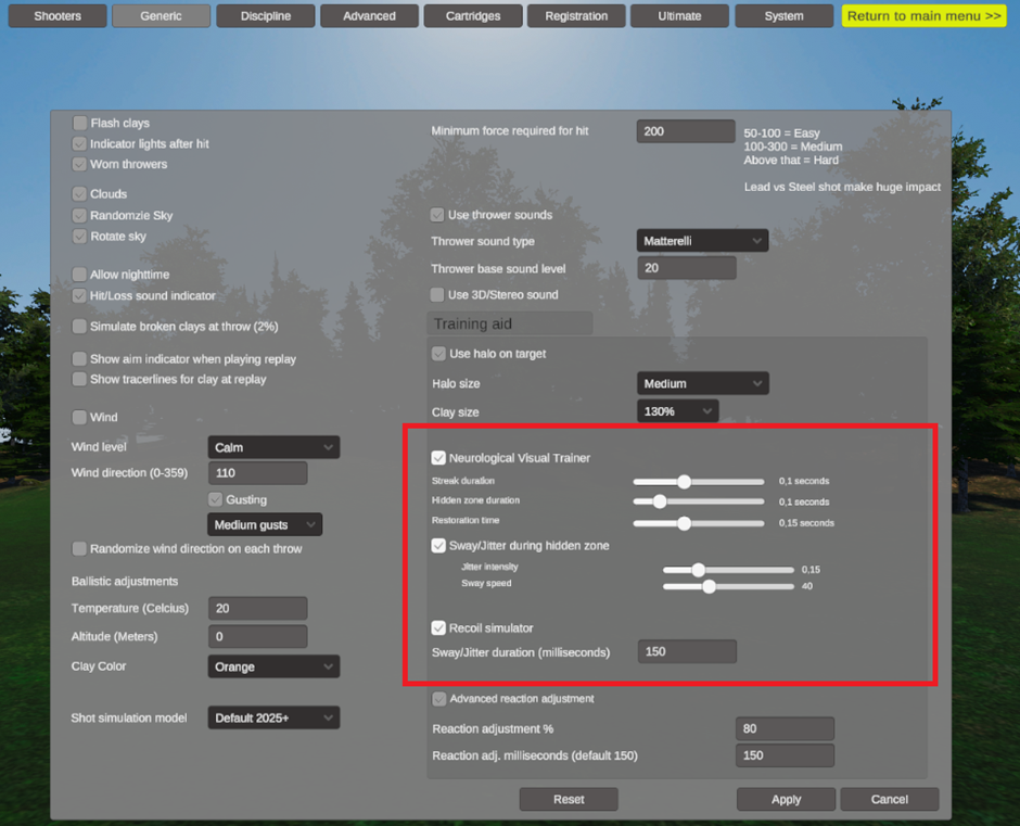 NVT Modal Configuration