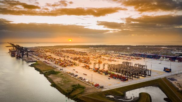 If the Ship Channel is deepened to 55 feet, the Bayport Container Terminal could welcome newer carbon-neutral cargo vessels. Photo: Port Houston. 