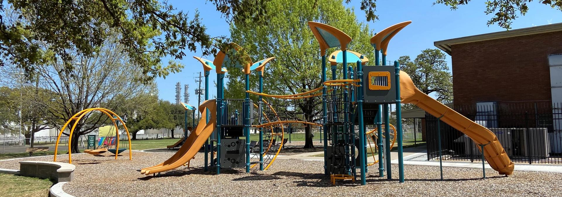 Valero's donated playground equipment at Hartman Park near their refinery in Manchester. Photo: Matthew Tresaugue.