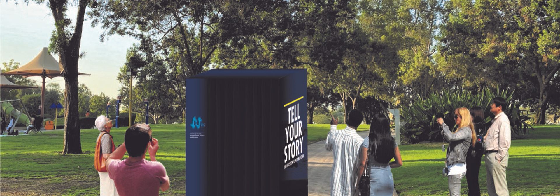 The booth will help document the full range of Houstonians' experiences with floods, disaster recovery, air and water quality, health, climate change and environmental justice. Image: CORE Design Studio.