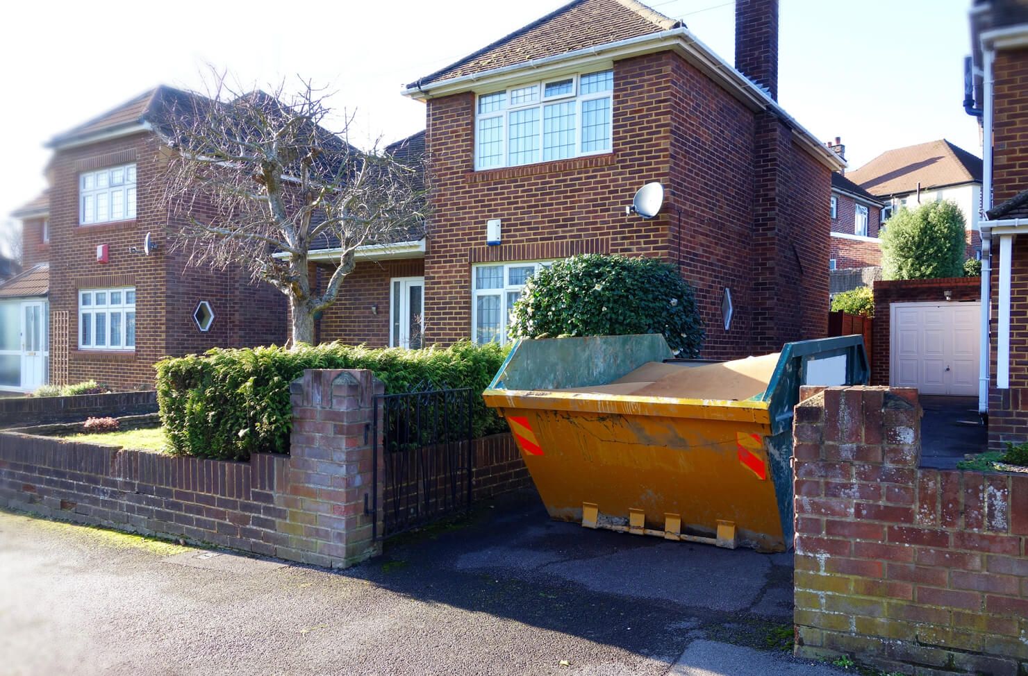 skip on the driveway