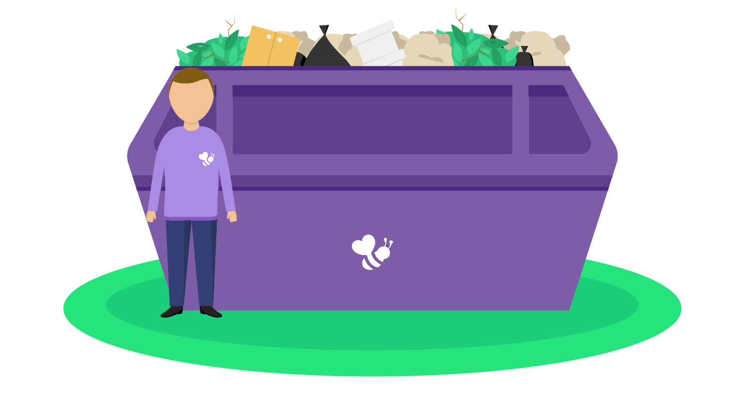 man next to skip graphic