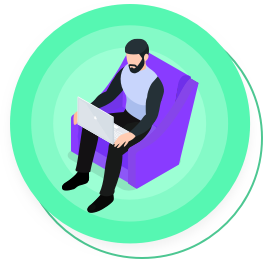 man and chair graphic