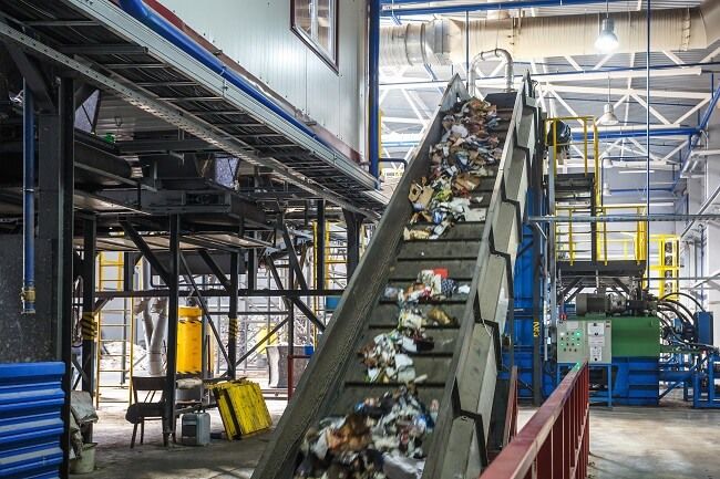 waste in a recycling center