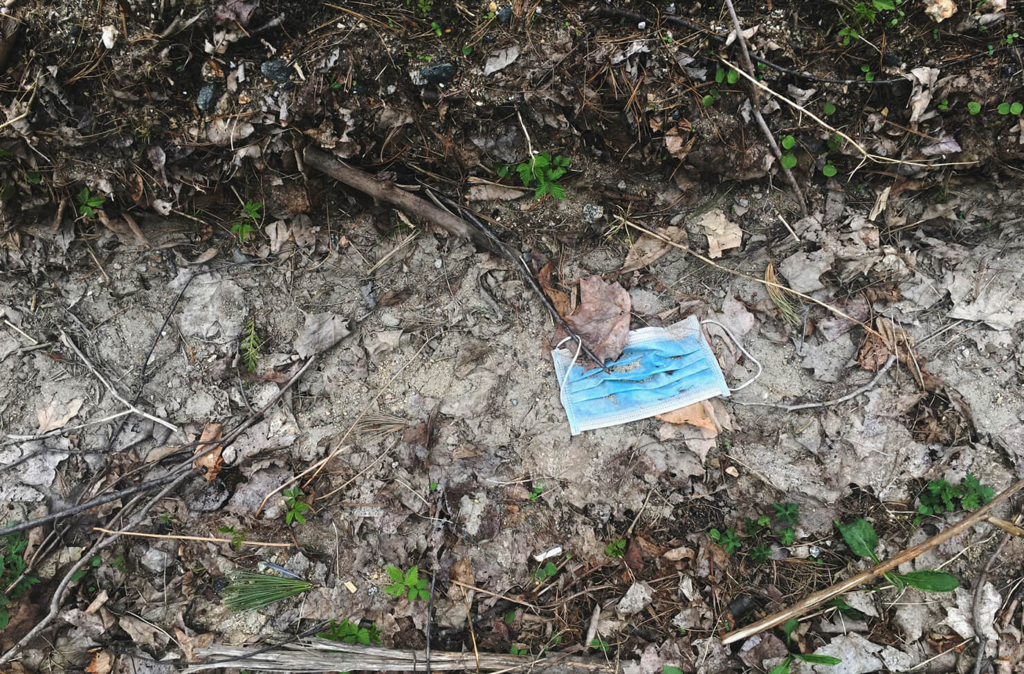 PPE face mask litter