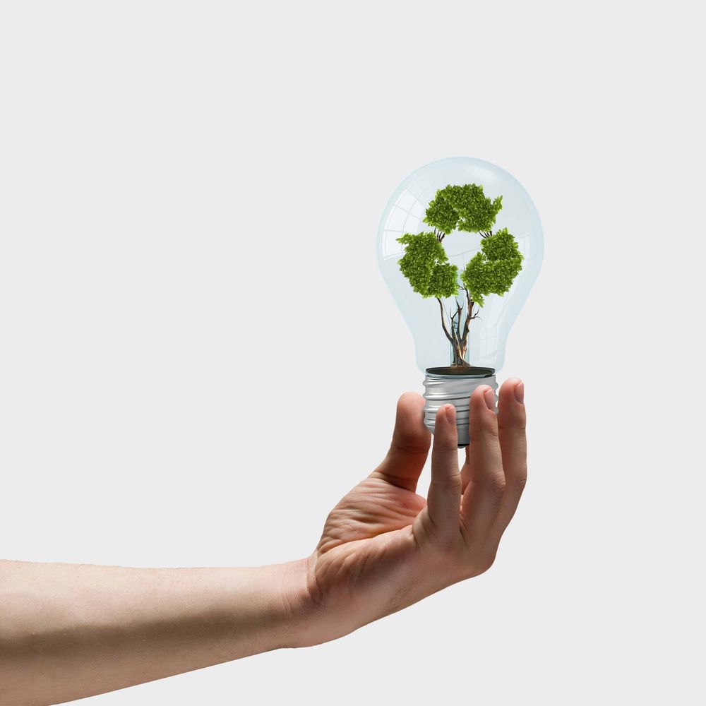 lightbulb with a recycling symbol