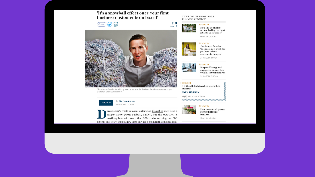 Clearabee on a news website