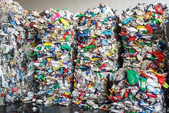 piles of crushed waste