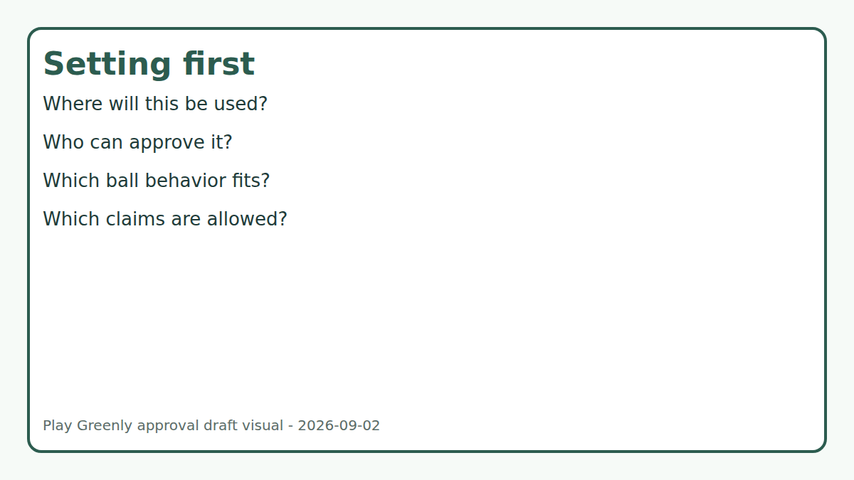 A setting-first diagram moves from location to permission, ball type, and claim limits.