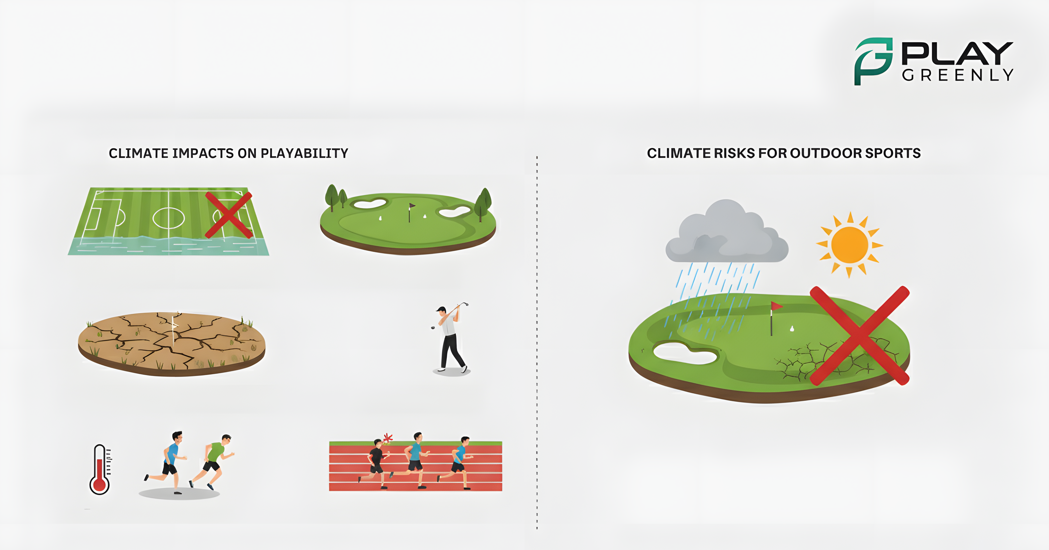 Visual representation showing how sports equipment production and disposal affect sustainability