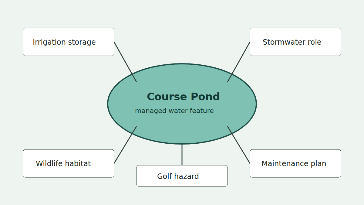 Diagram showing the operational roles of a golf course pond.