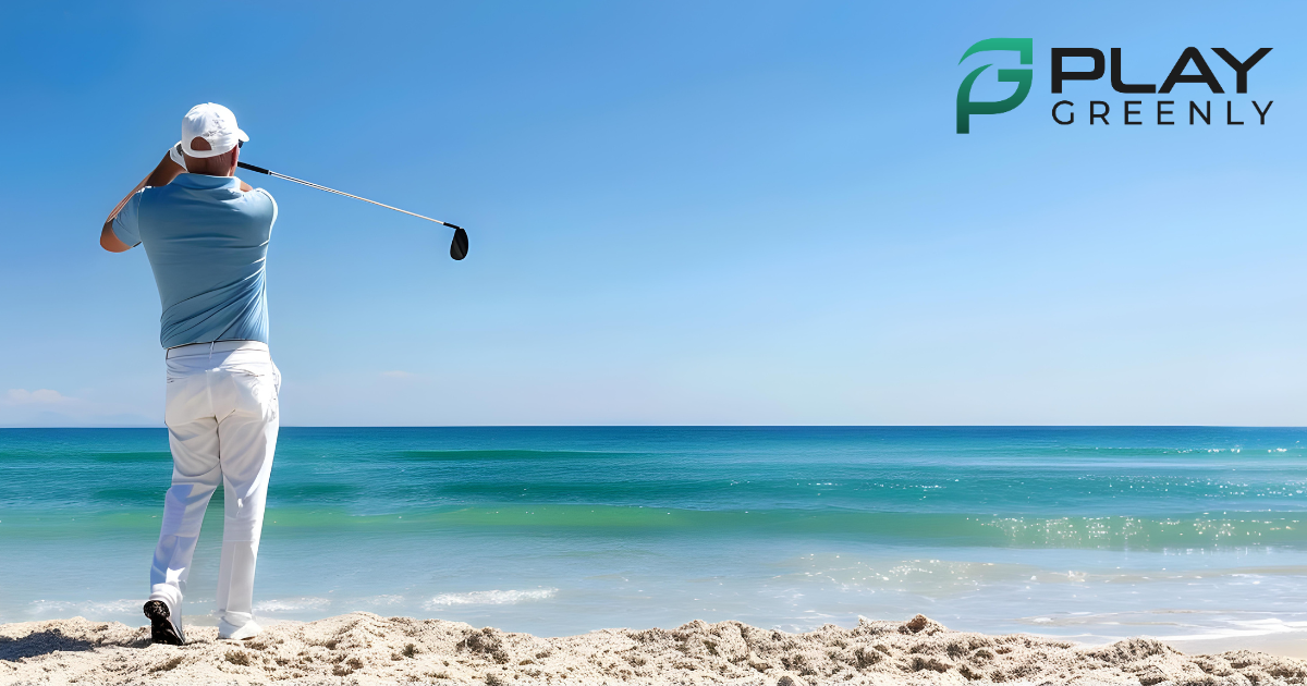 Biodegradable golf ball dissolving in water after landing in a lake or ocean